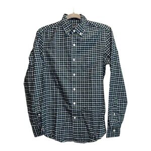 J.Crew Slim Flex Oxford Mens Plaid Button-Down Shirt‎ Size XS Green Navy